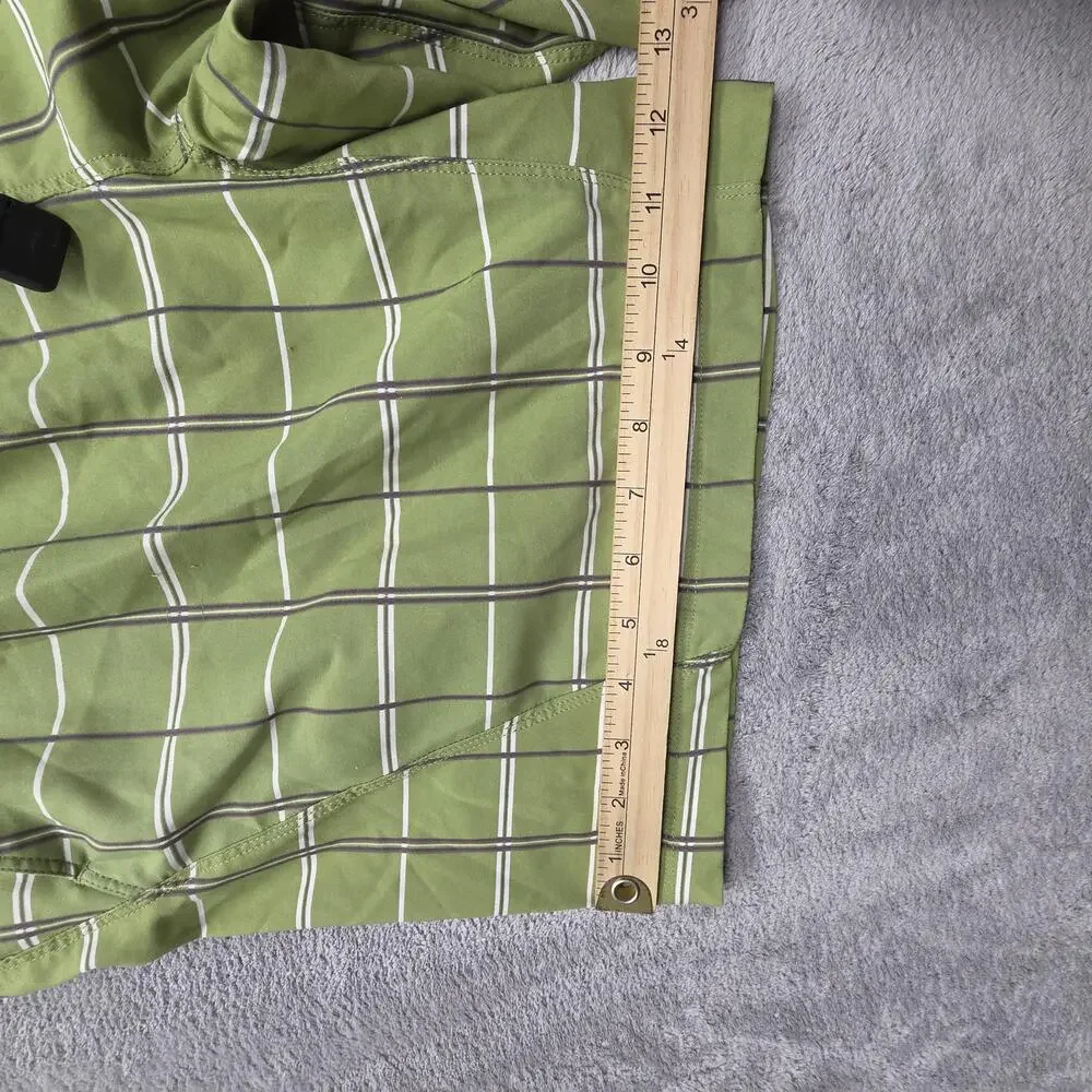 The North Face Swim Shorts Mens M Green Check Lined Built-In Brief Pockets
